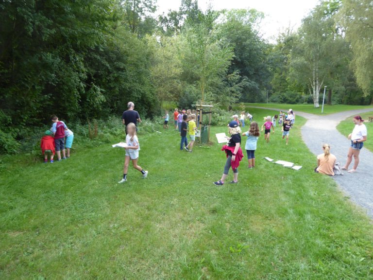 Die Pflanzen sollten auf der Fläche anhand von Abbildungen gefunden werden.